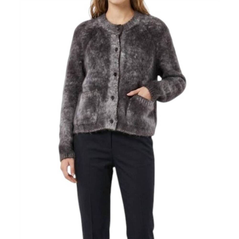 NEW AVANT TOI hand painted brushed cotton round neck cardigan in carruba